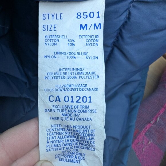 Vintage Snow Goose Parka Jacket Men's M Blue Retro Faux Fur Trim Hood Model 8501 - Picture 9 of 11